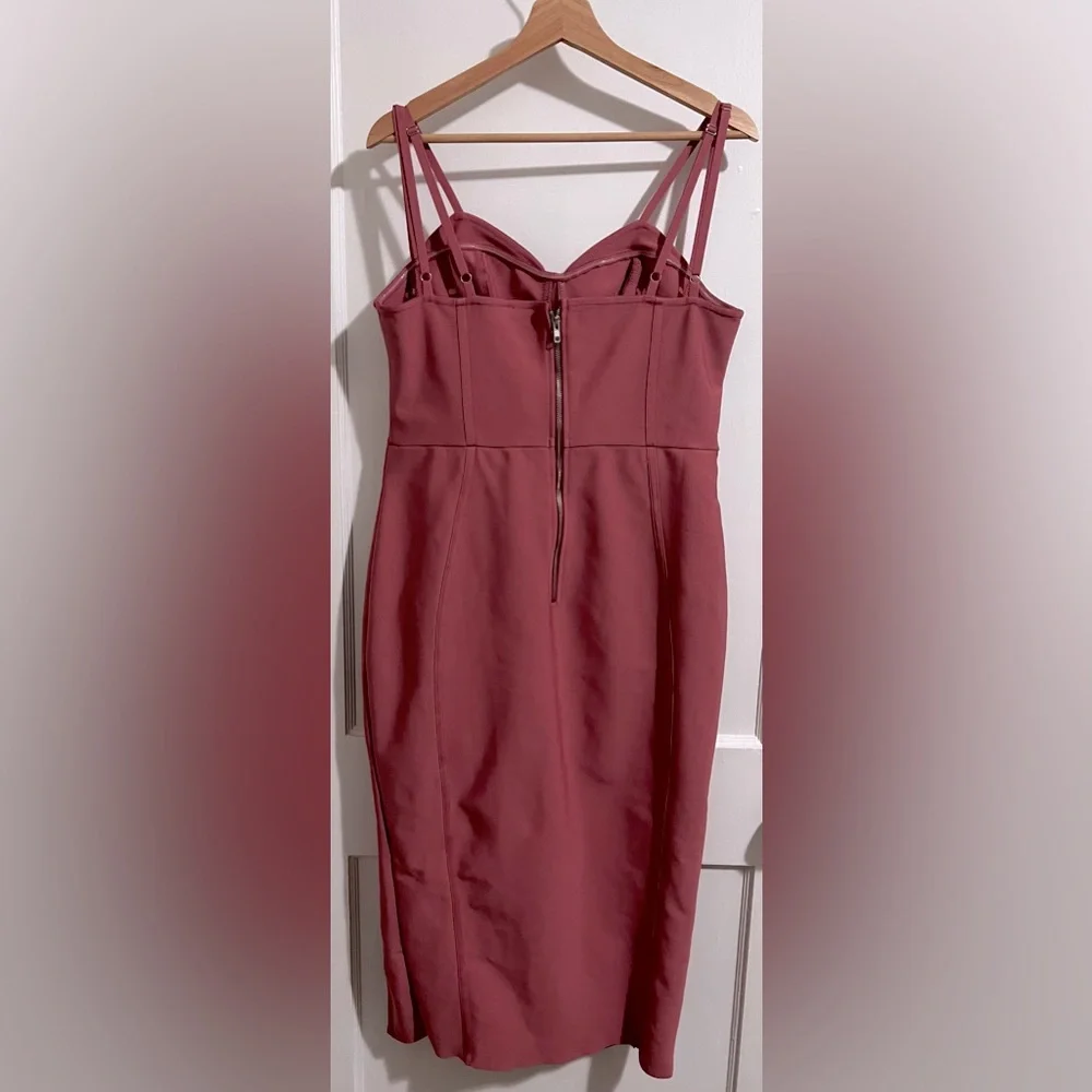 Mauve Bandage Strappy Mesh Bust Panel Midaxi Dress - Picture 3 of 6